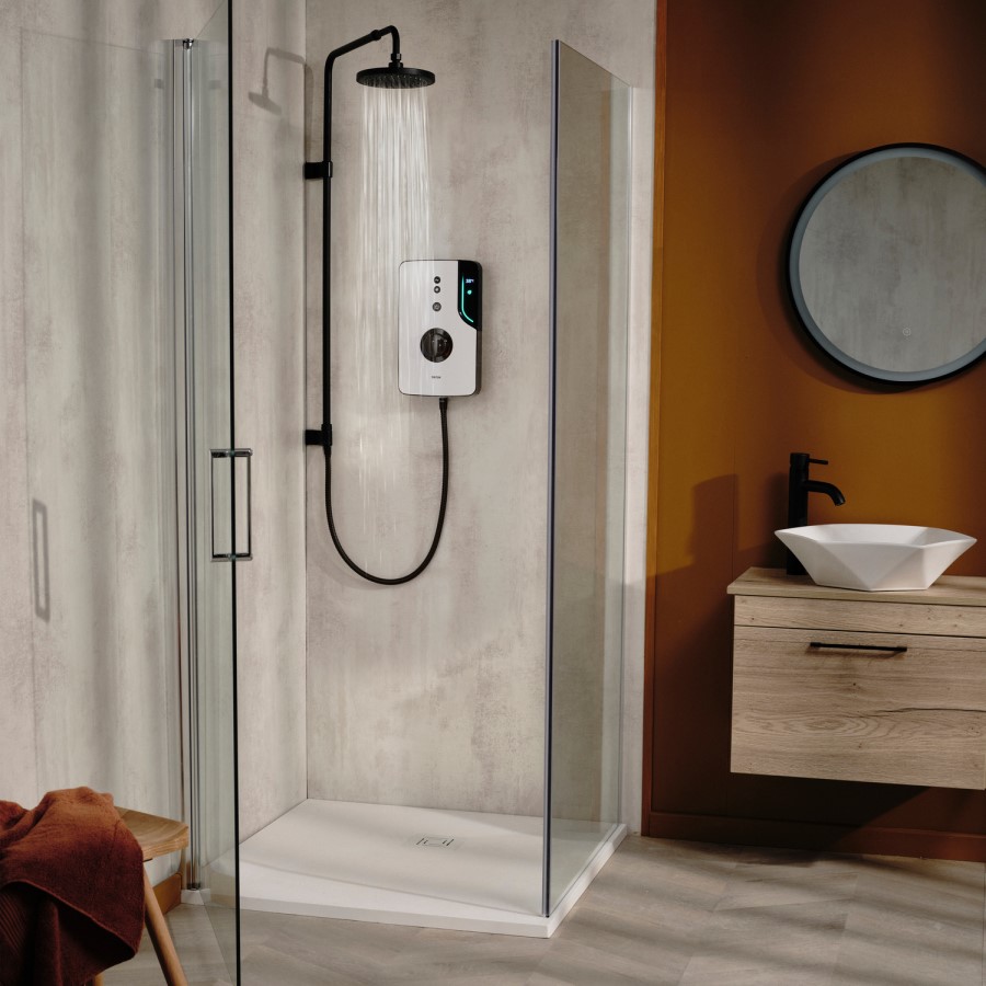 Triton - ENlight Electric Shower Black 9.5kW with UNIQ® White Kit