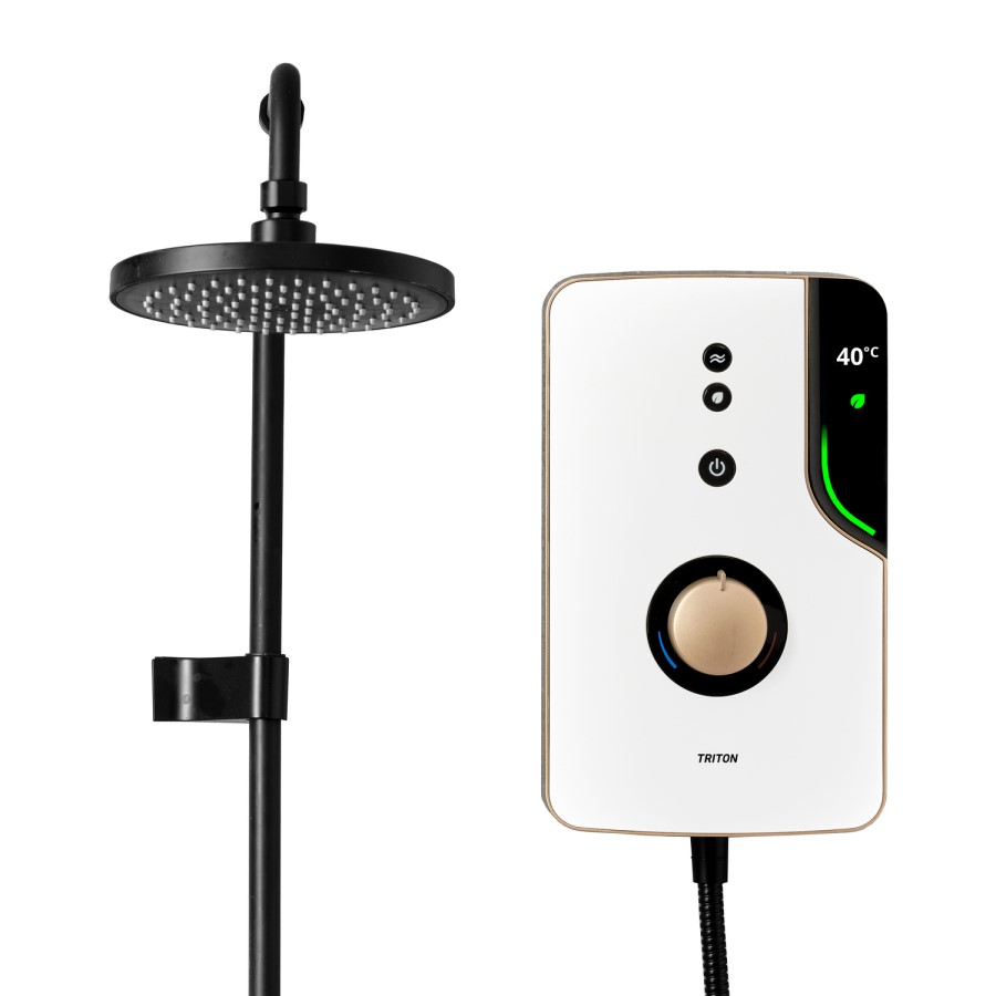 ENlight Thermostatic Electric Brass 9kW with UNIQ® Black kit