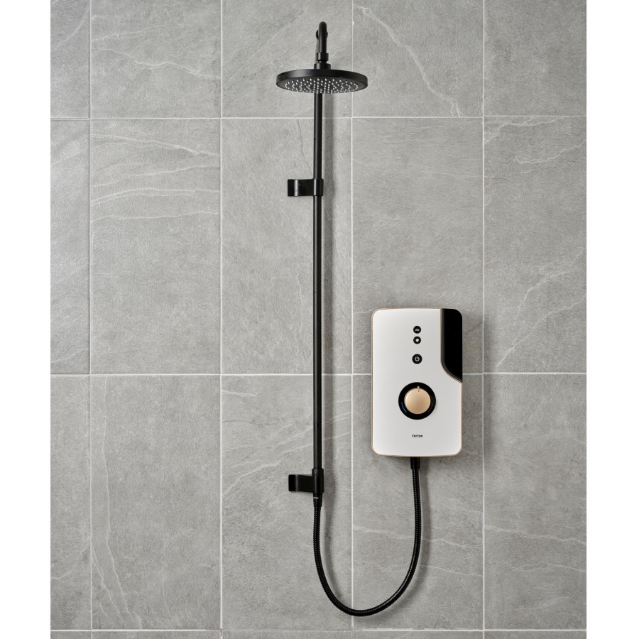 ENlight Thermostatic Electric Brass 9kW with UNIQ® Black kit
