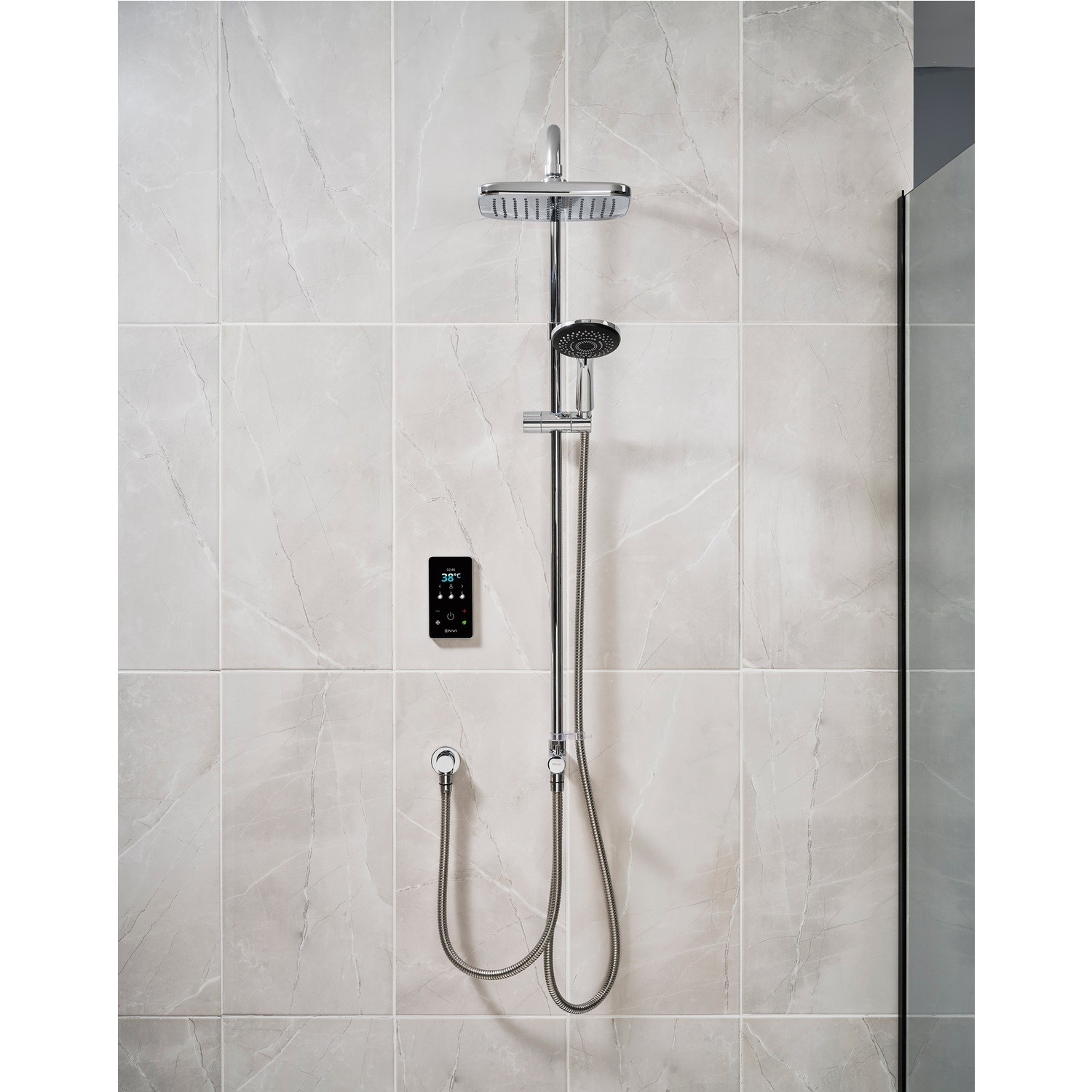 Triton ENVi 10.5kW Electric Shower With DuElec Shower Kit Silver