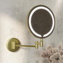 GEMBB200 Round Brass Magnifying Makeup Bathroom Mirror with Lights 200mm - Gemini