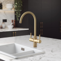 GEO4TIDBB Rangemaster GEO Intense Round Brushed Brass 4 in 1 Instant Boiling Water Kitchen Tap