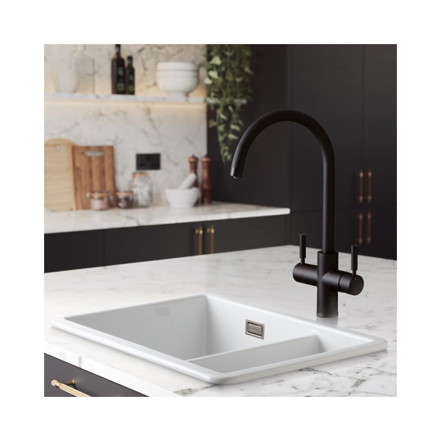 Rangemaster GEO Intense Round Matt Black 4 in 1 Instant Boiling Water Kitchen Tap