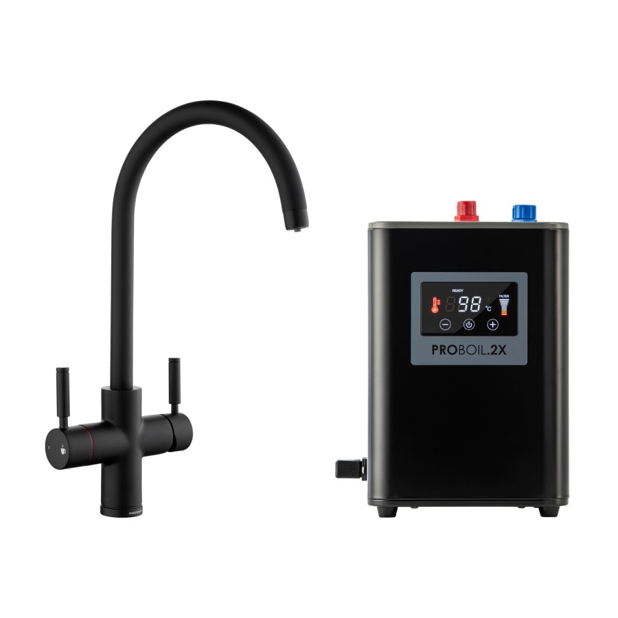 Rangemaster GEO Intense Round Matt Black 4 in 1 Instant Boiling Water Kitchen Tap