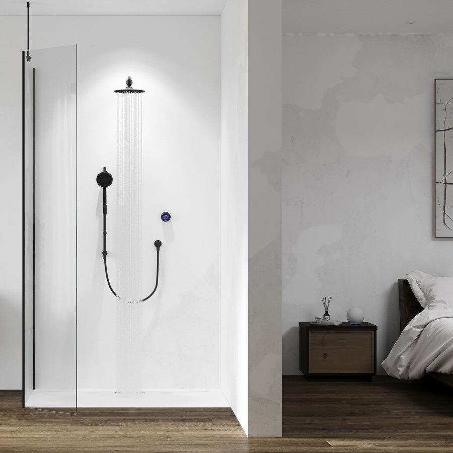 Aqualisa Black Smart Glo Dual Wall Mounted Smart Digital Mixer Thermostatic Shower HP/Combi