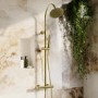 Brass Thermostatic Mixer Shower Set with Rainfall-Style Curved Arm Hand Shower with Slide Rail Kit - Grace