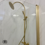Brass Thermostatic Mixer Shower Set with Rainfall-Style Curved Arm Hand Shower with Slide Rail Kit - Grace