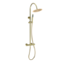 Brass Thermostatic Mixer Shower Set with Rainfall-Style Curved Arm Hand Shower with Slide Rail Kit - Grace