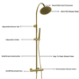 Brass Thermostatic Mixer Shower Set with Rainfall-Style Curved Arm Hand Shower with Slide Rail Kit - Grace