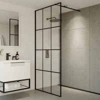 GRADE A1 - Nova 1000 x 2000 Grid Glass Wetroom Screen
