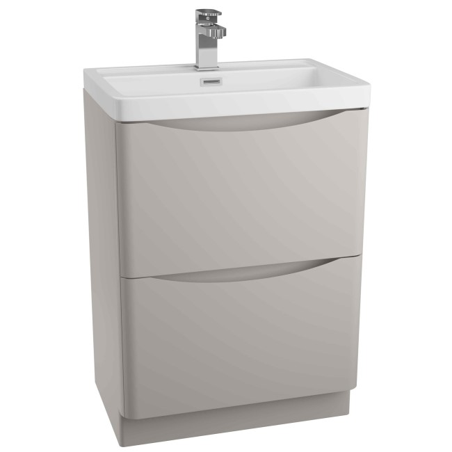 Grey Free Standing Bathroom Vanity Unit & Basin - W600 x H850mm -Oakland