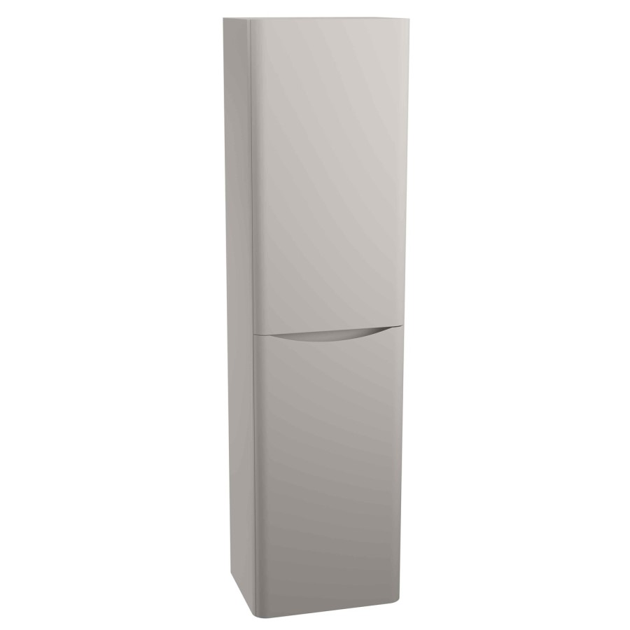 Grey Wall Hung Tall Bathroom Storage Cabinet - W400 x H1500mm - Oakland