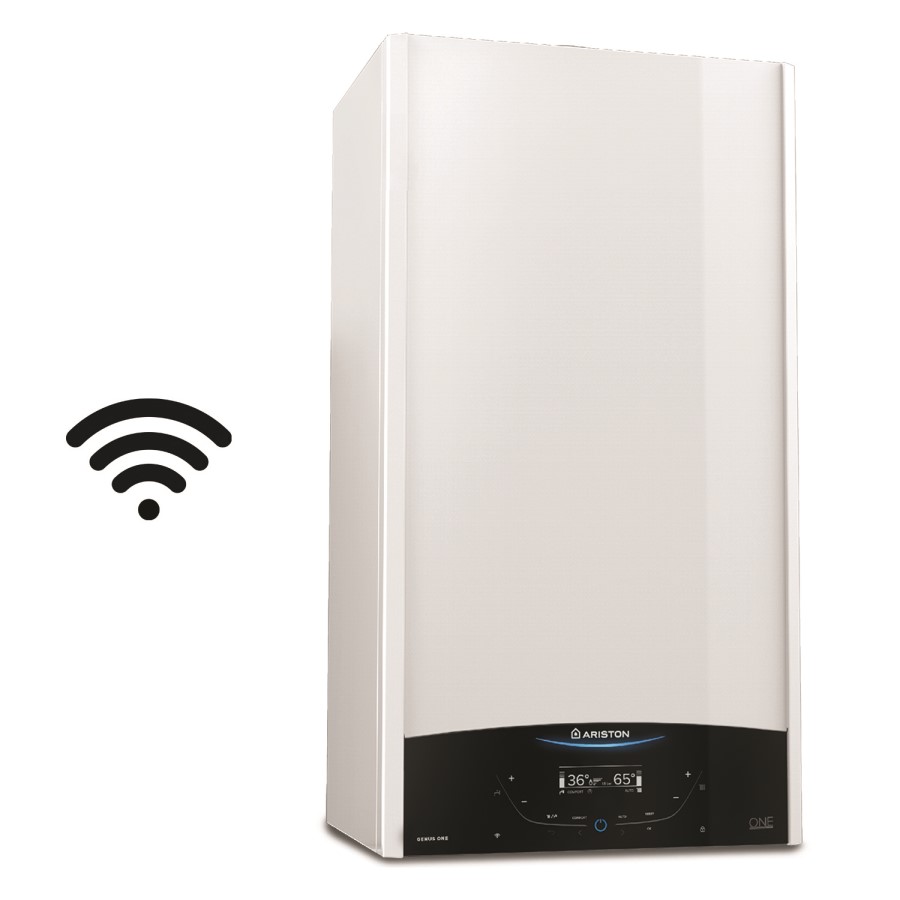 Ariston Genus One Net 24 Kw A+ Combi Boiler with Alexa WiFi with Free Cube RF Control and Horizontal Flue Kit  - 12 Year warranty