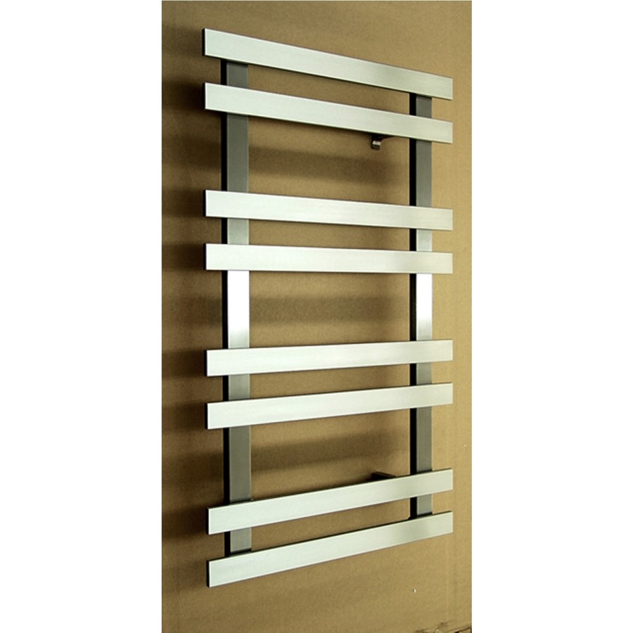 Accuro Korle Brushed Stainless Steel Towel Radiator - 840 x 500mm - 8 Bars