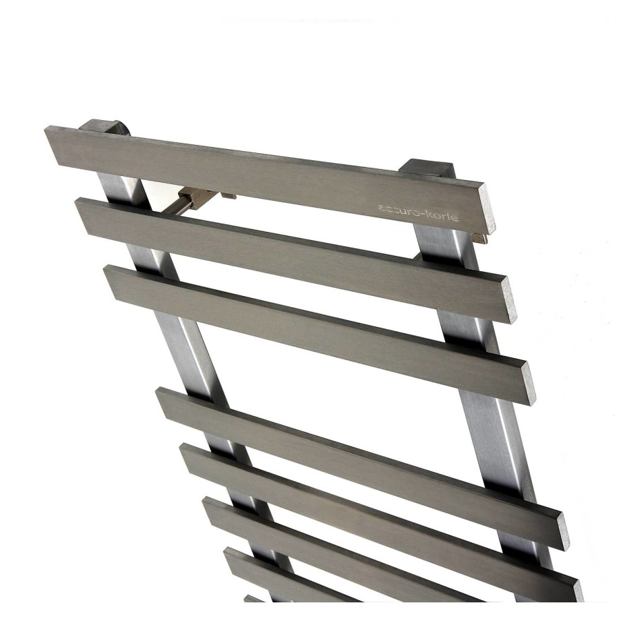 Accuro Korle Brushed Stainless Steel Towel Radiator - 840 x 500mm - 10 Bars