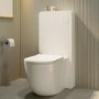 White Glass Cabinet with Cistern & Pneumatic Dual Flush Button for Back to Wall Toilets - Hako