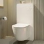 White Glass Cabinet with Cistern, Frame & Pneumatic Dual Flush Button for Wall Hung Toilets - Hako