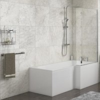 Lena Right Hand L Shape Shower Bath with Side Panel & Shower Screen - 1500 x 700mm