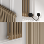 Beige grey Horizontal Smart Electric Radiator with Wi-Fi Thermostat - 1.2KW - H400xW830 - Bathroom Safe