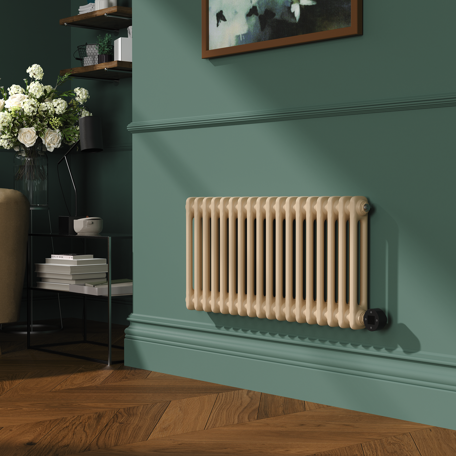 Electriq Brown Elk Horizontal Smart Electric Radiator With Wi-Fi Thermostat - 1.2Kw - H400xw830 - Bathroom Safe
