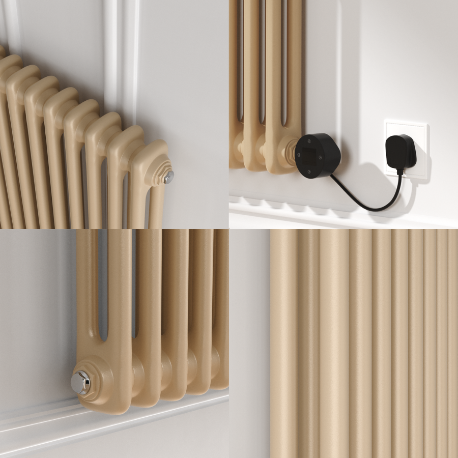 Elk brown Horizontal Smart Electric Radiator with Wi-Fi Thermostat - 1.2KW - H400xW830 - Bathroom Safe