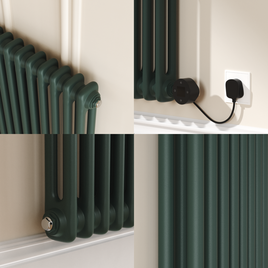Evergreen Horizontal Smart Electric Radiator with Wi-Fi Thermostat - 1.2KW - H400xW830 - Bathroom Safe