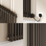 Russet Horizontal Smart Electric Radiator with Wi-Fi Thermostat - 1.2KW - H400xW830 - Bathroom Safe