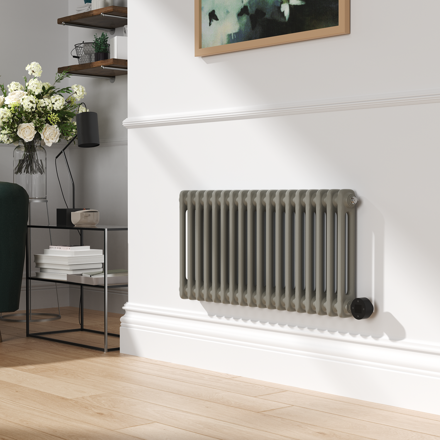 Smoked Stone Horizontal Smart Electric Radiator with Wi-Fi Thermostat ...