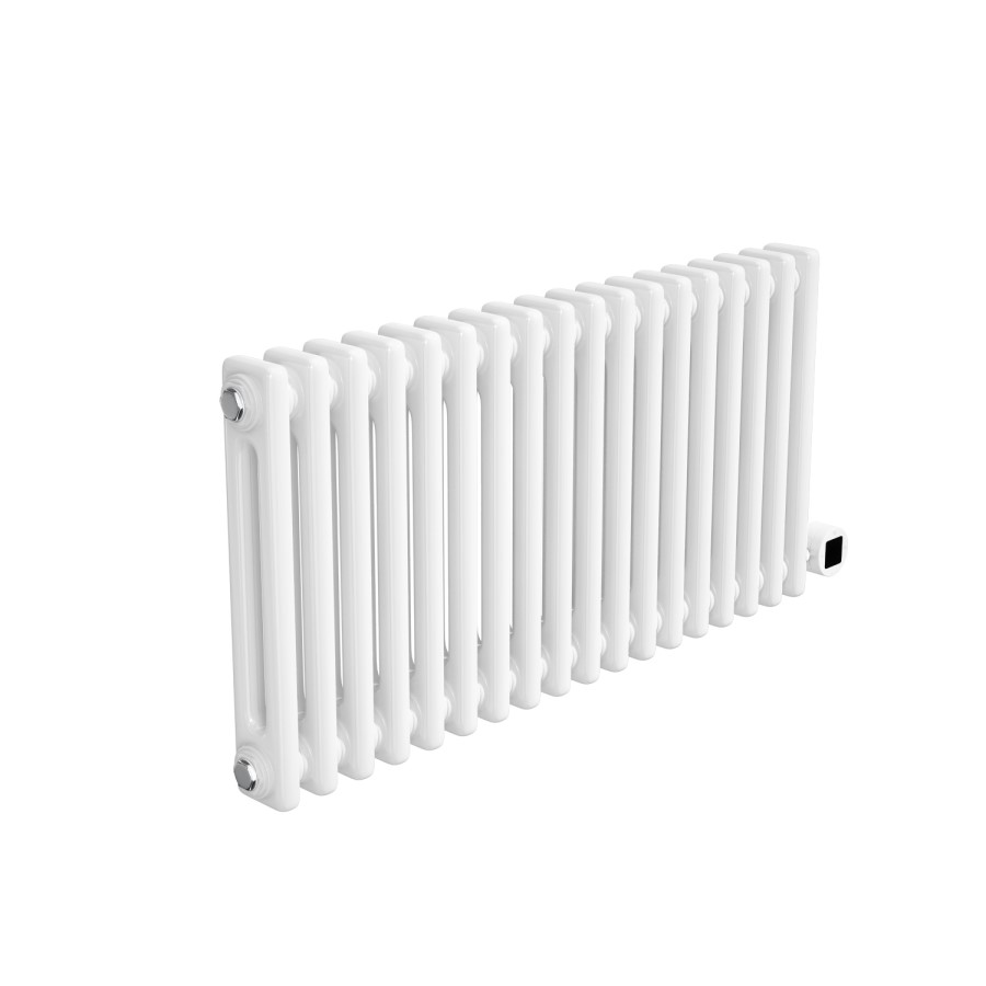 White Horizontal Column Smart Electric Radiator with Wi-Fi Thermostat - 1200W - H400xW830mm - Bathroom Safe