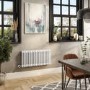 White Horizontal Column Smart Electric Radiator with Wi-Fi Thermostat - 1200W - H400xW830mm - Bathroom Safe