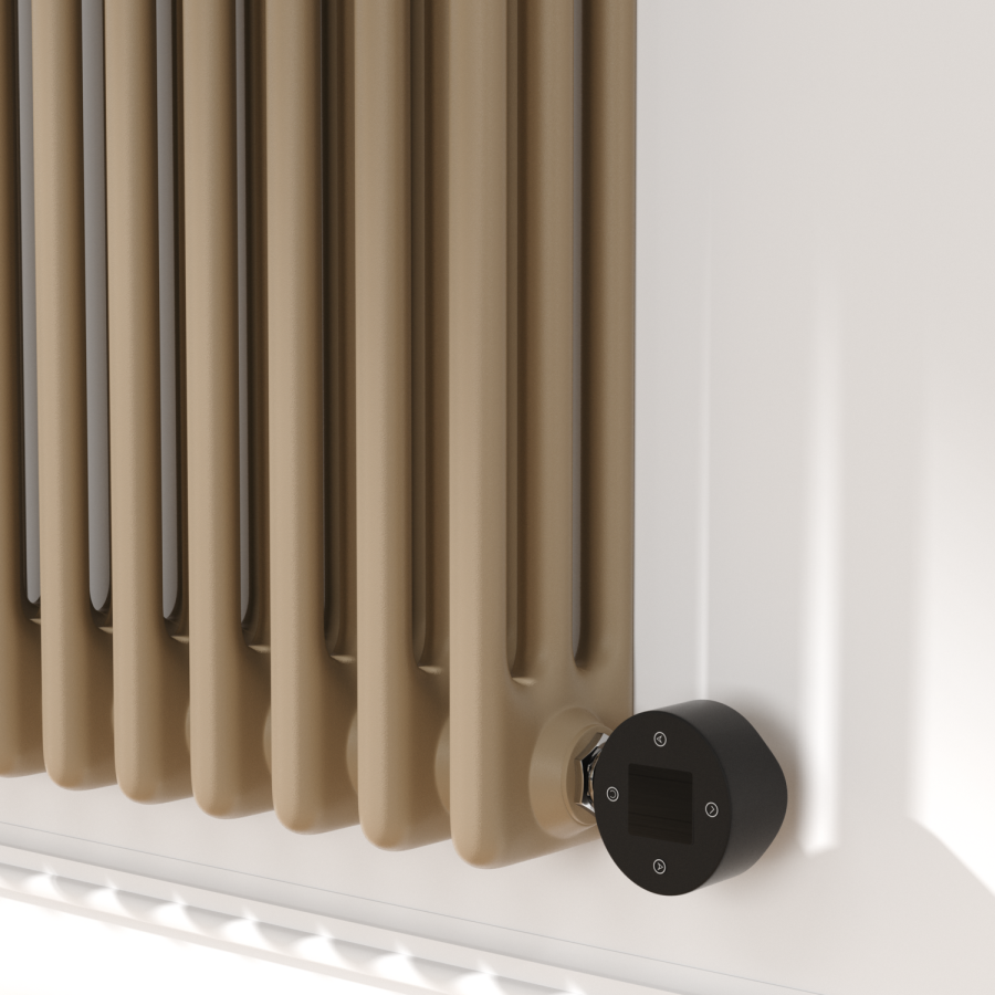 Beige grey Horizontal Smart Electric Radiator with Wi-Fi Thermostat - 1.2KW - H400xW1190 - Bathroom Safe