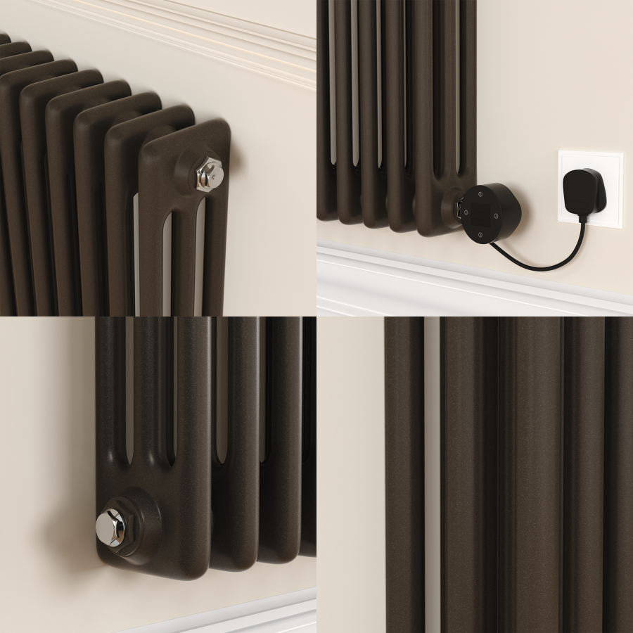 Russet Horizontal Smart Electric Radiator with Wi-Fi Thermostat - 1.2KW - H400xW1190 - Bathroom Safe