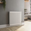 HCD13-600-WCT Reggio White Horizontal Double Column Traditional Radiator 600x605mm 2045 BTU - Cast Iron Style