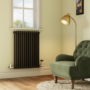 Reggio Midnight Black Horizontal Double Column Traditional Radiator 800x605mm 2045 BTU - Cast Iron Style