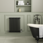 Reggio Midnight Black Horizontal Double Column Traditional Radiator 800x605mm 2045 BTU - Cast Iron Style