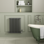Reggio Anthracite Horizontal Double Column Traditional Radiator 800x605mm 2045 BTU - Cast Iron Style