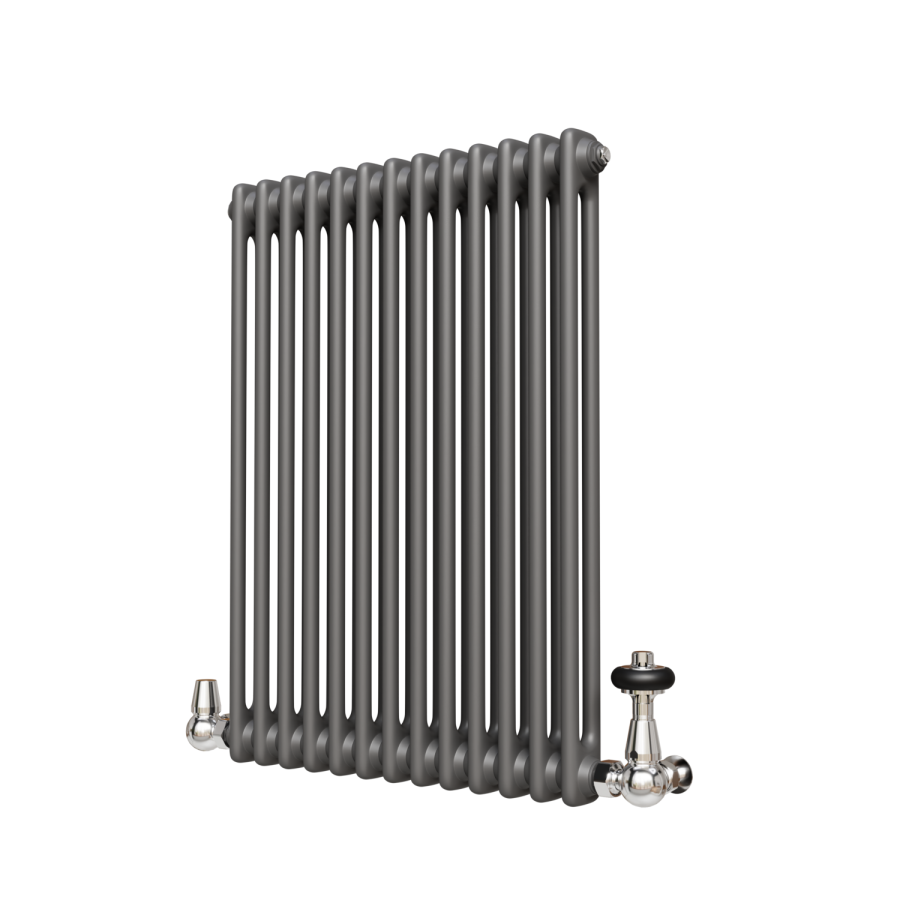 Reggio Anthracite Horizontal Double Column Traditional Radiator 800x605mm 2045 BTU - Cast Iron Style