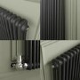Reggio Anthracite Horizontal Double Column Traditional Radiator 800x605mm 2045 BTU - Cast Iron Style