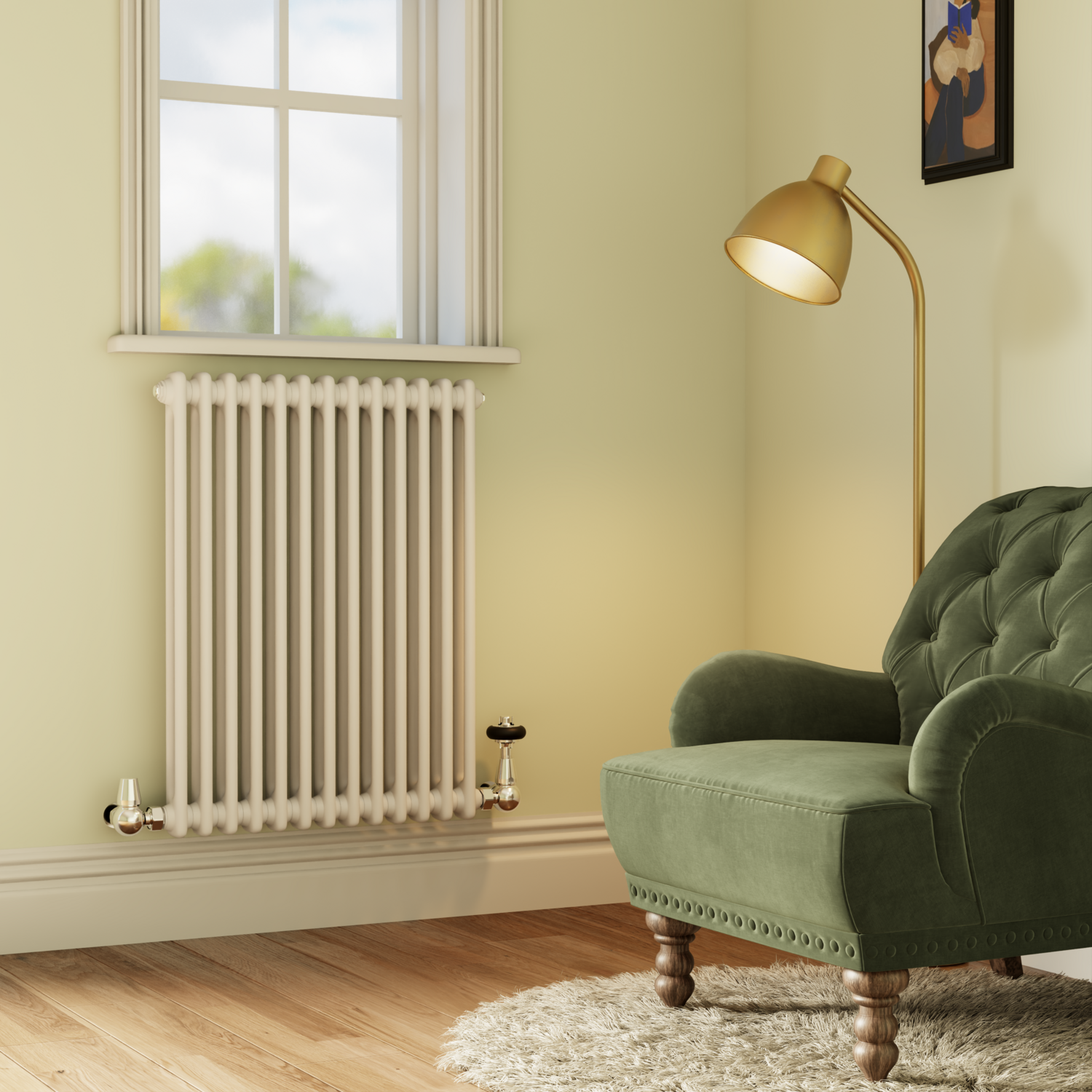 Reggio White Horizontal Double Column Radiator 800X605mm 2680 Btu - Cast Iron Style