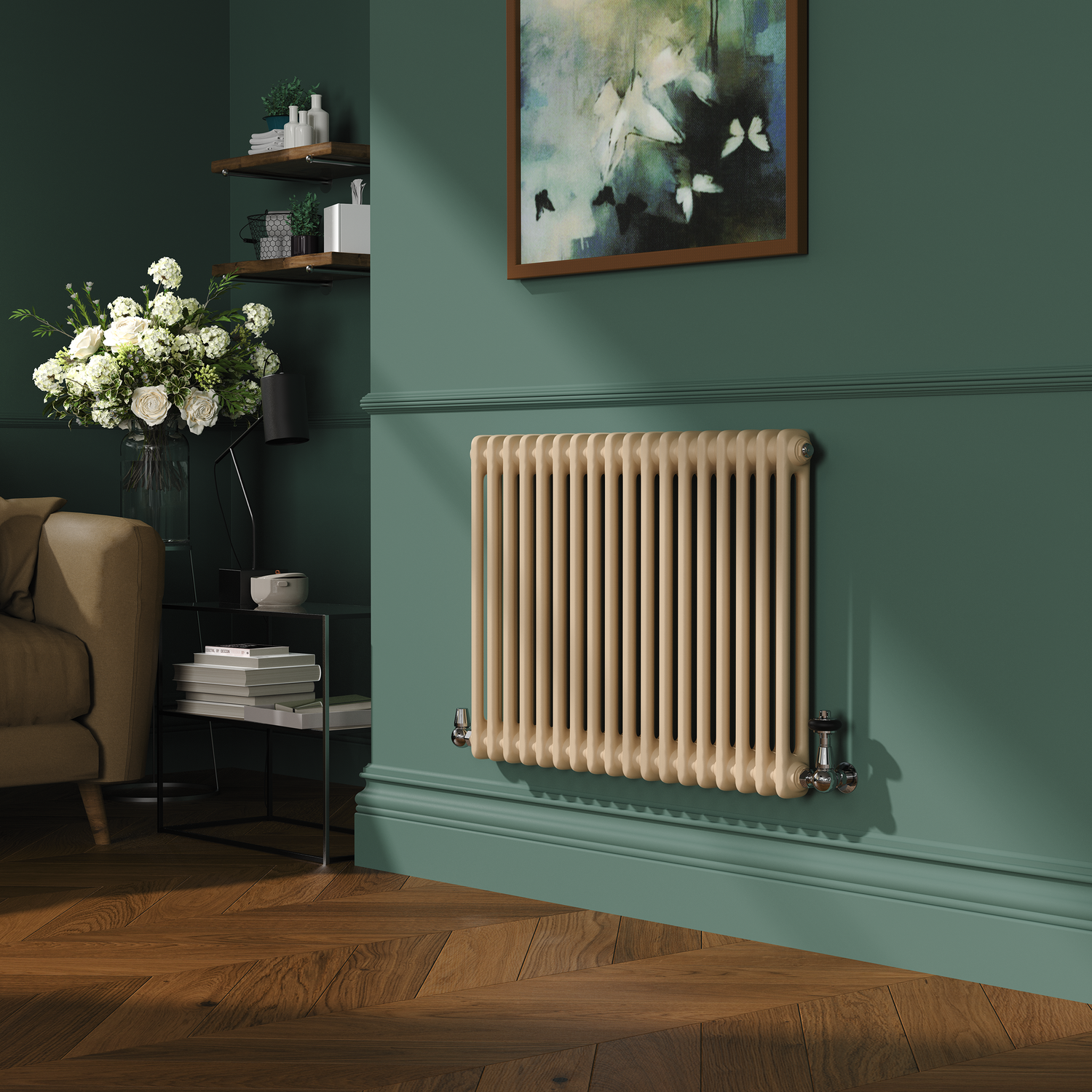 Reggio Elk Brown Horizontal Double Column Traditional Radiator 600X830mm 2832 Btu - Cast Iron Style