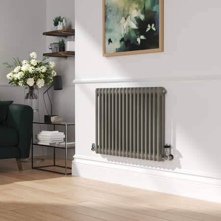 Reggio Smoked Stone Horizontal Double Column Traditional Radiator ...