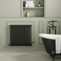 Reggio Midnight Black Horizontal Double Column Traditional Radiator 800x830mm 2832 BTU - Cast Iron Style