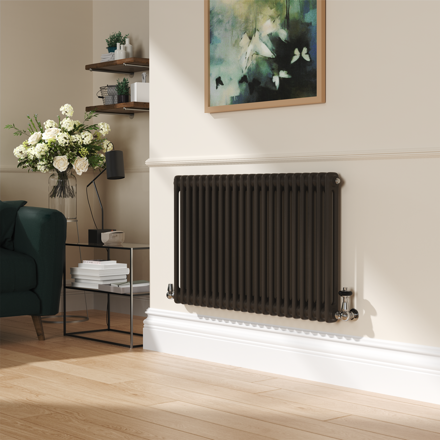 Reggio Russet Horizontal Double Column Traditional Radiator 600X1010mm 3462 Btu Cast Iron Style HCD22-600-RUCT - Image 2
