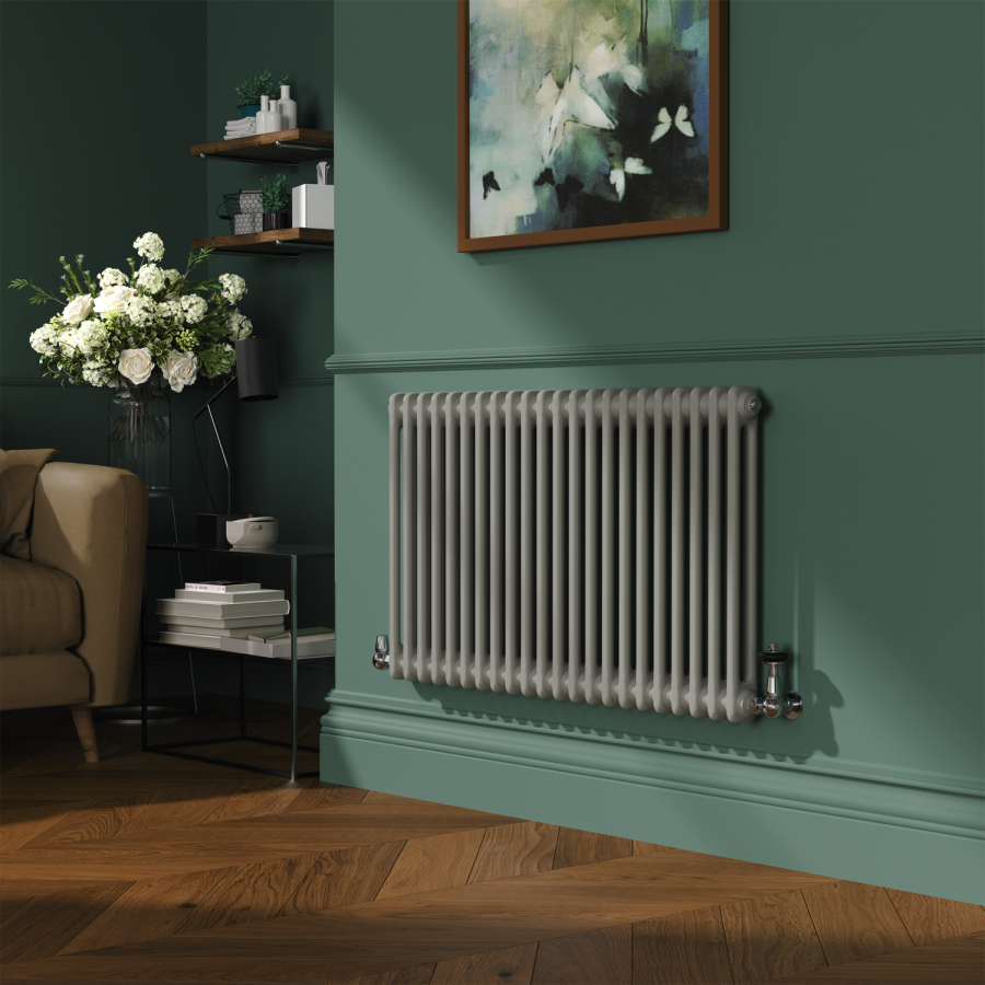 Reggio Smoked Stone Horizontal Double Column Traditional Radiator 600x1010mm 3462 BTU - Cast Iron Style