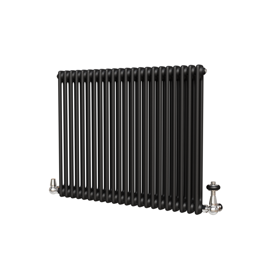 Reggio Midnight Black Horizontal Double Column Traditional Radiator 800x1010mm 3462 BTU - Cast Iron Style