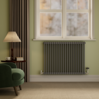 Reggio Anthracite Horizontal Double Column Traditional Radiator 800x1010mm 3462 BTU - Cast Iron Style