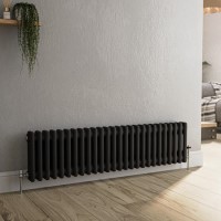 Reggio Midnight Black Horizontal Double Column Traditional Radiator 300x1190mm 2124 BTU - Cast Iron Style Reggio Midnight Black Horizontal Double Column Traditional Radiator 300x1190mm 2124 BTU - Cast Iron Style