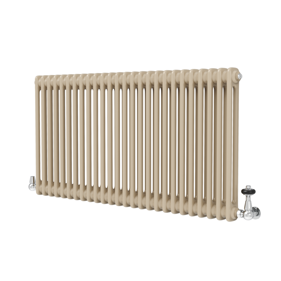 Reggio Beige grey Horizontal Double Column Traditional Radiator 600x1190mm 4091 BTU - Cast Iron Style