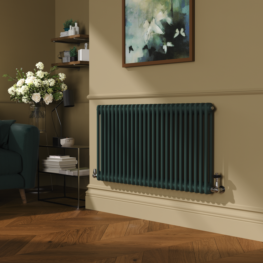 Reggio Evergreen Horizontal Double Column Traditional Radiator 600x1190mm 4091 BTU - Cast Iron Style
