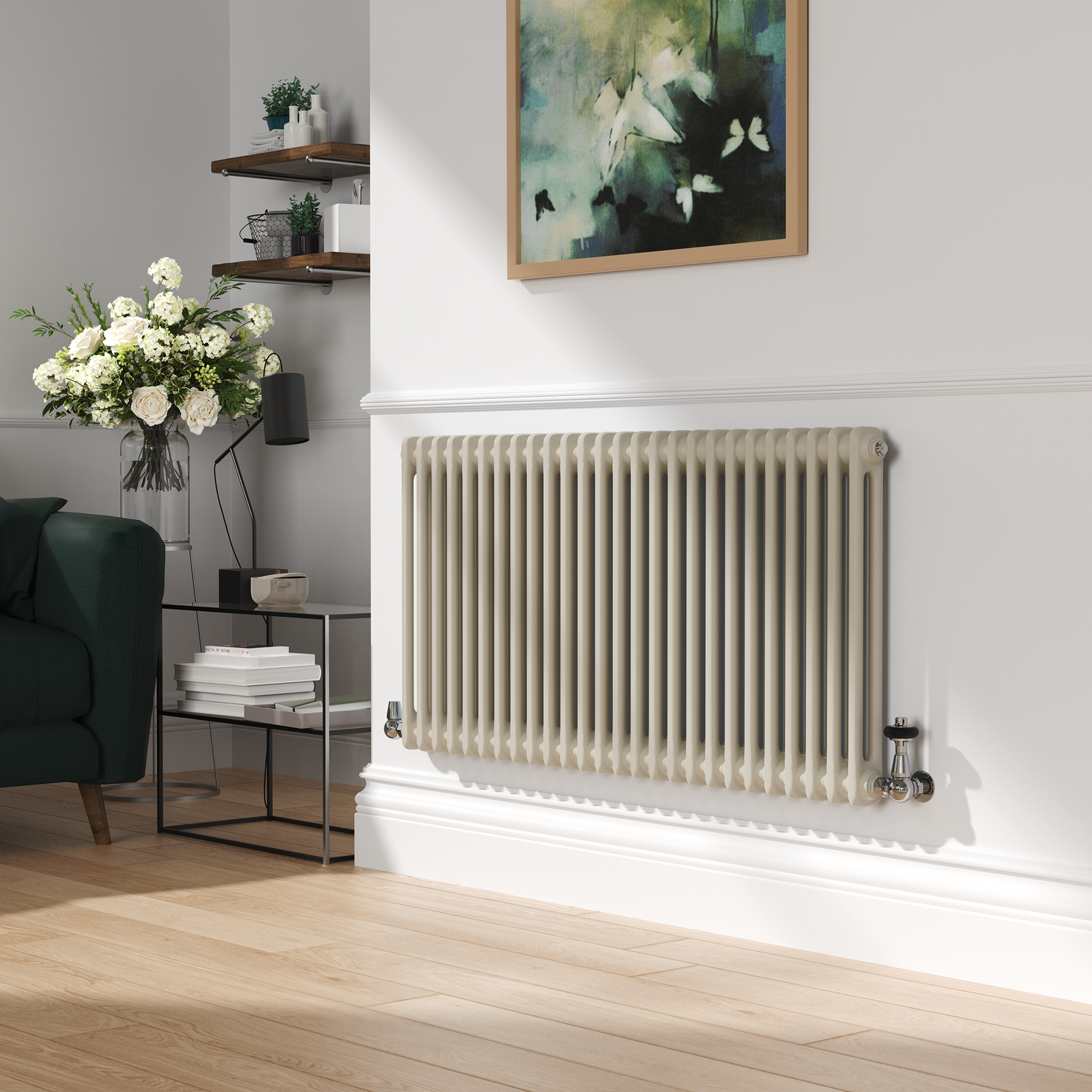 Reggio Linen Horizontal Double Column Traditional Radiator 600x1190mm ...
